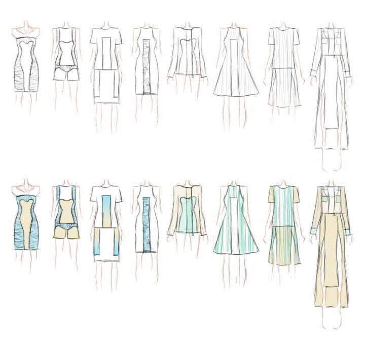 时装系列手绘效果图-女装设计-服装设计